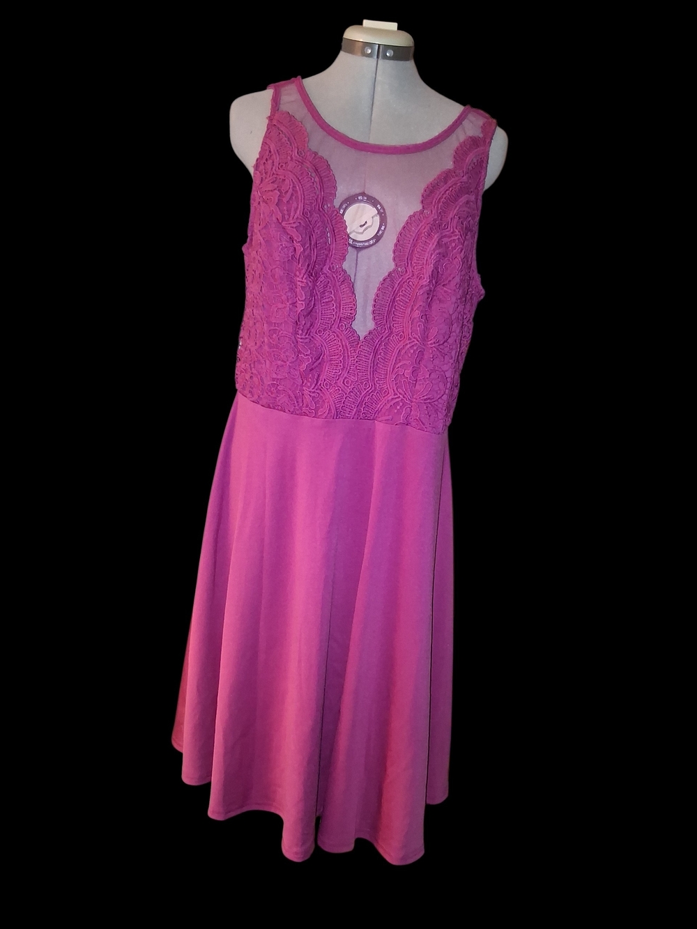 Bright  Knit Dress with Mesh Neckline Size 2XL